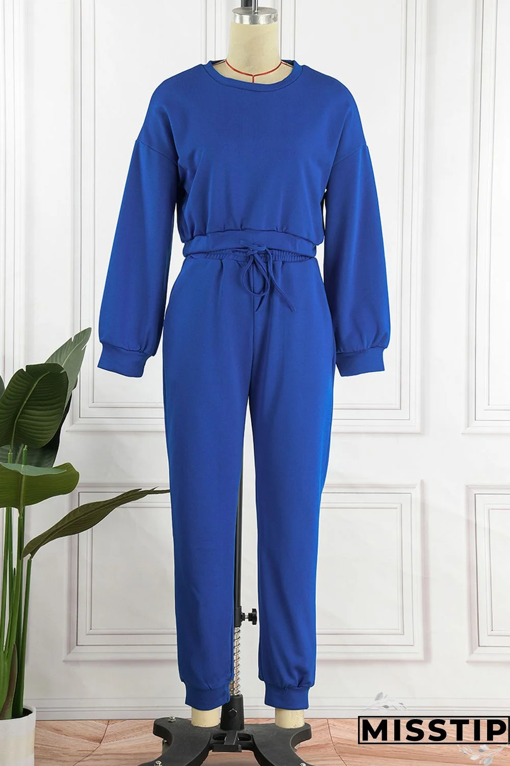 Yellow Street Solid Patchwork O Neck Long Sleeve Two Pieces