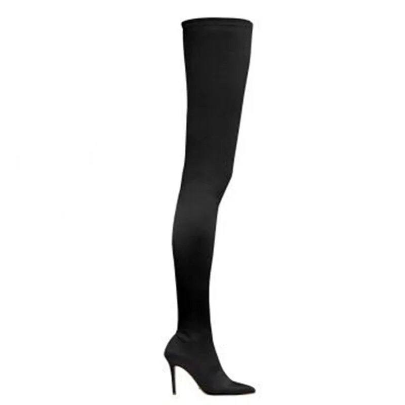 Woherb 2021 Thigh High Boots Over The Knee Elastic Stretch Boots Women Botas Mujer Sexy Knee High Heels Sock Boots New Autumn Winter