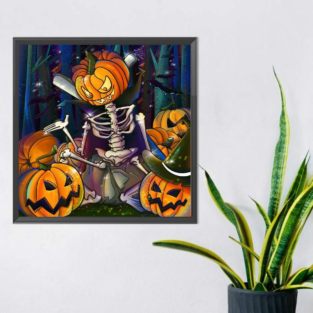 Diamond Painting - Full Round Drill - Skull Pumpkin(Canvas|30*30cm)