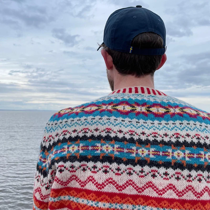 Vintage Brodie Knit Jacquard Icelandic Crew Neck Sweater（Unisex ）