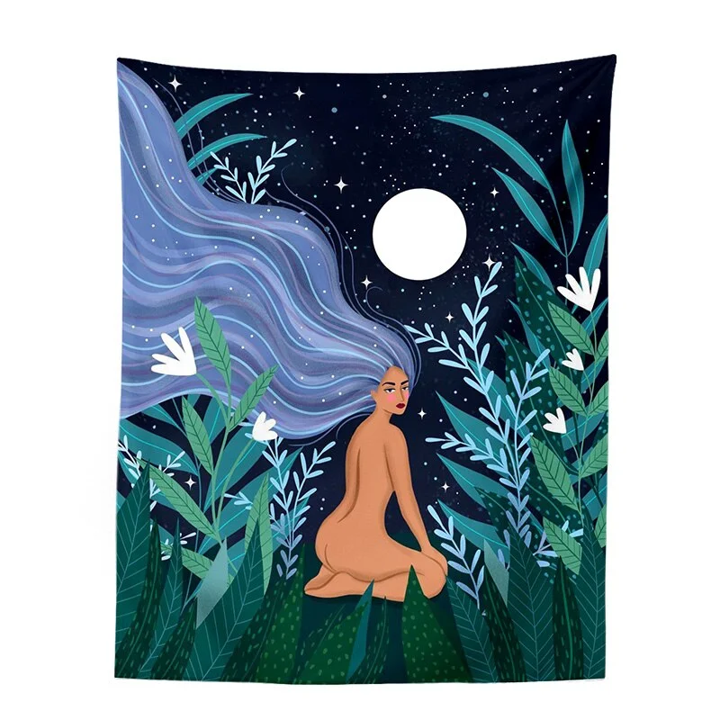 Indian Moon Phase Girl Mandala Tapestry Wall Hanging Boho decor macrame hippie Witchcraft Tapestry wall decoration cloth