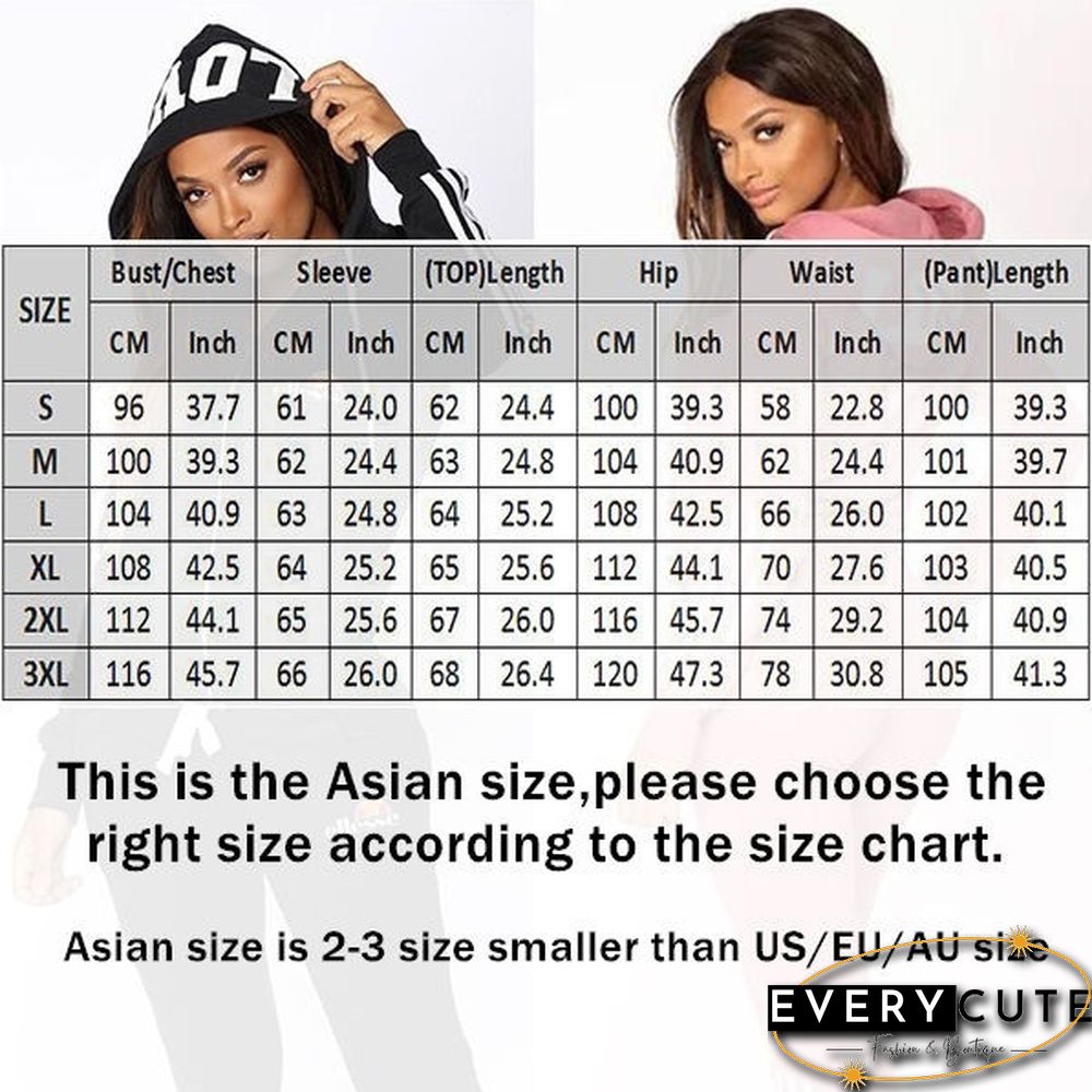 Women's Hot Sale Tracksuit Casual Sportswear Pullover Hoodies+Pants Zipper Jogging Suit