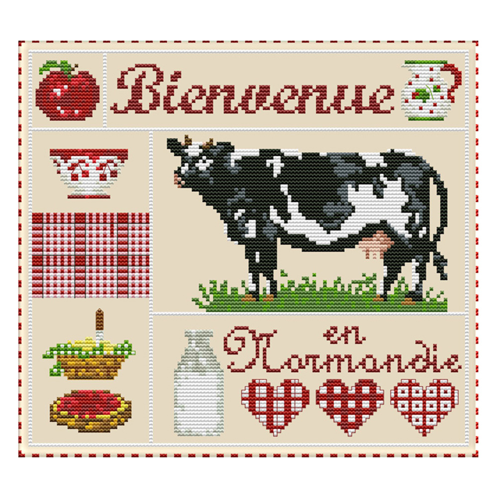 

Cow - 14CT Stamped Cross Stitch - 31*29CM, 501 Original