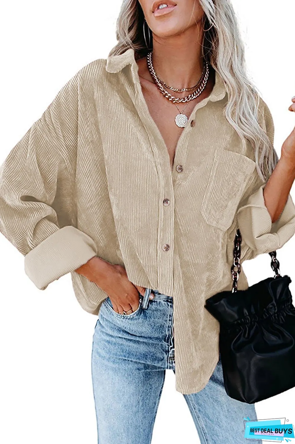 Corduroy Shacket Shirt Jacket Women