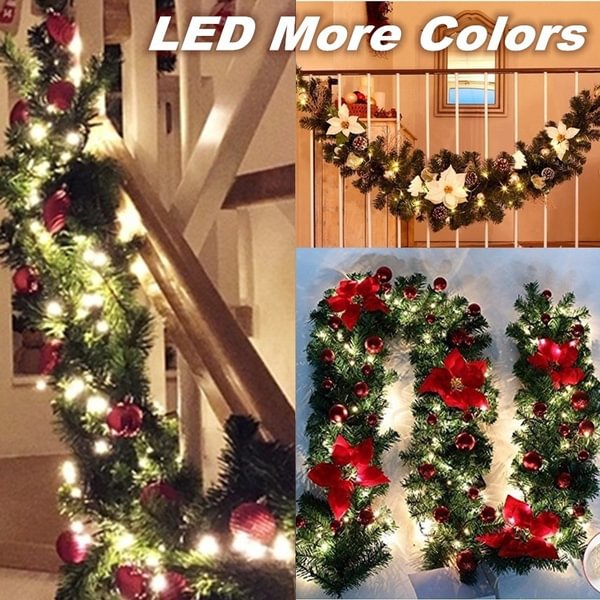 4 Colors 2.7M Christmas Decorations Garland Decoration Rattan Lights Wreath Decorated Mantel Fireplace Stairs Wall Door Pine Xmas Tree LED Light Up Decor - Shop Trendy Women's Fashion | TeeYours