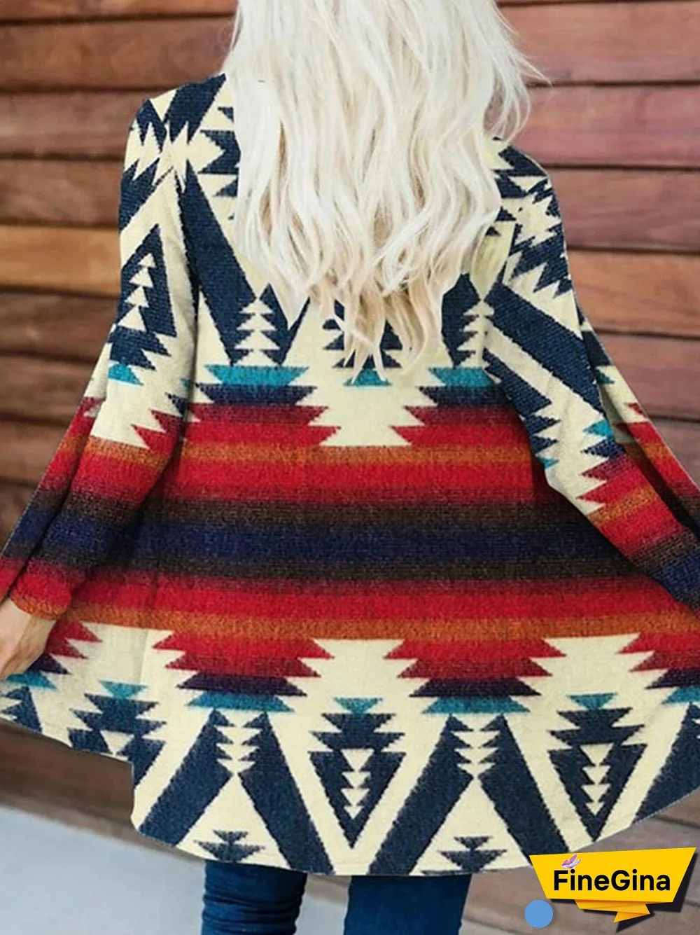 Retro Western Style Printed Loose Long Sleeve Cardigan