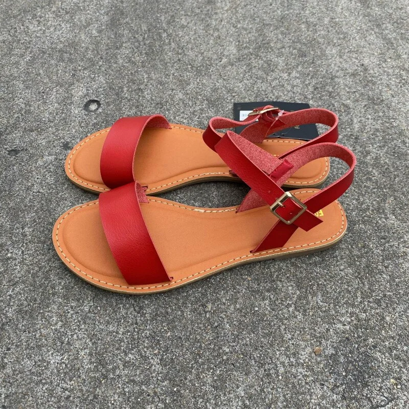 Qengg New Women Summer Shoes Fashion Flat Heel Clip Toe Feet Roman Buckle Large Size Female Sandals Comfortable Sandalias Mujer