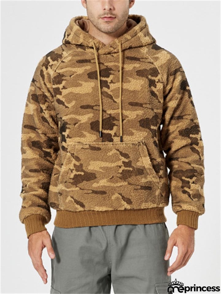 Men's Casual Hooded Camouflage Print Loose Winter Sweatshirt