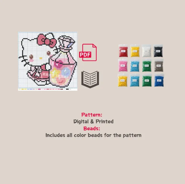 Kitty Candy Jar Pixel Pattern Fuse Bead Kit  | Cute DIY Fuse 2740 Beads Set
