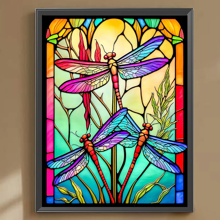 Stained Glass Dragonfly - Paint by Numbers