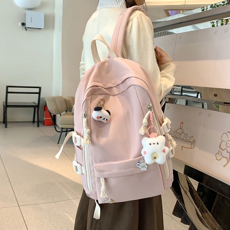 Solid Color Casual School School Backpack