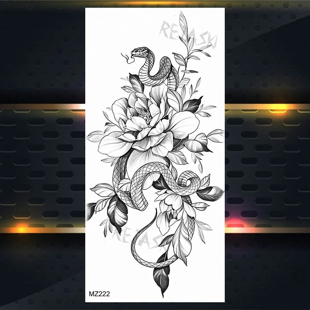 Sdrawing Rose Jewelry Water Transfer Tattoo Stickers Women Body Chest Art Temporary Tattoo Girl Waist Bracelet Flash Tatoos Flower