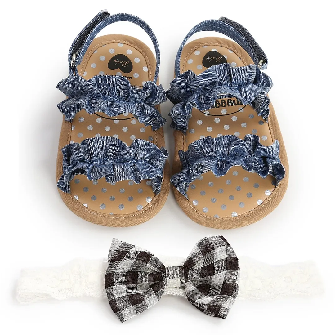 Baby Girls Summer Sandals, Anti-Slip Soft Sole Ruffle Flat Shoes Toddler First Walker