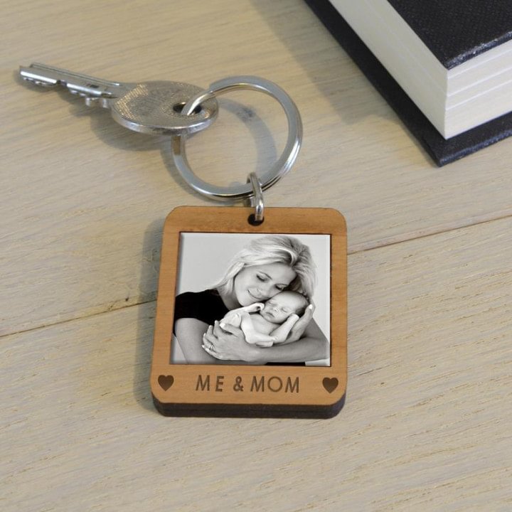 Personalized Photo keychain -  Me and Mom Wooden Key Ring Keychain - Mother's Day Gift