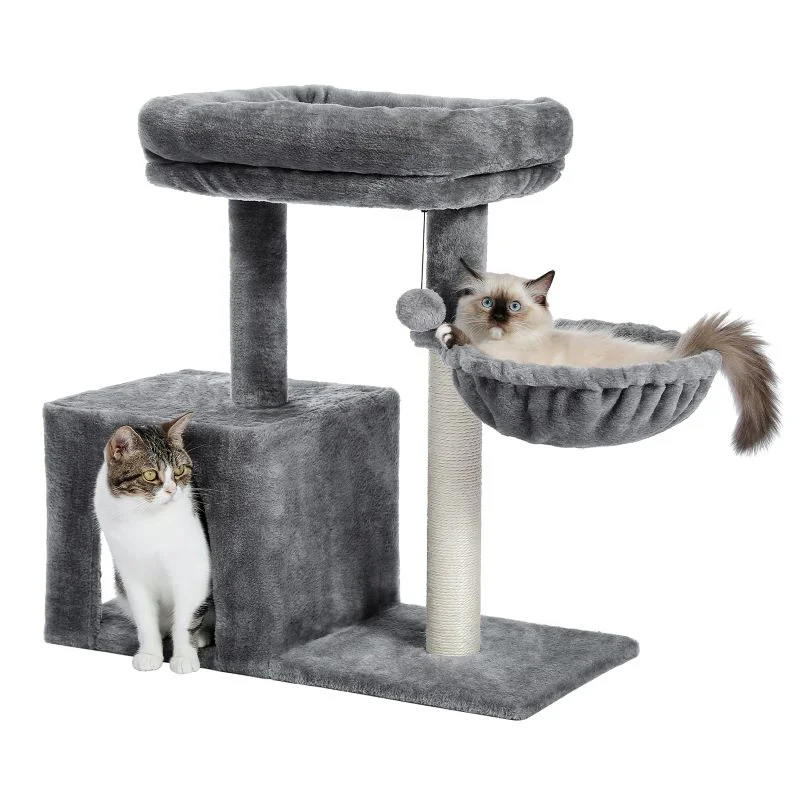 Small Cat Tree Condo with Natural Sisal-Covered Scratching Post