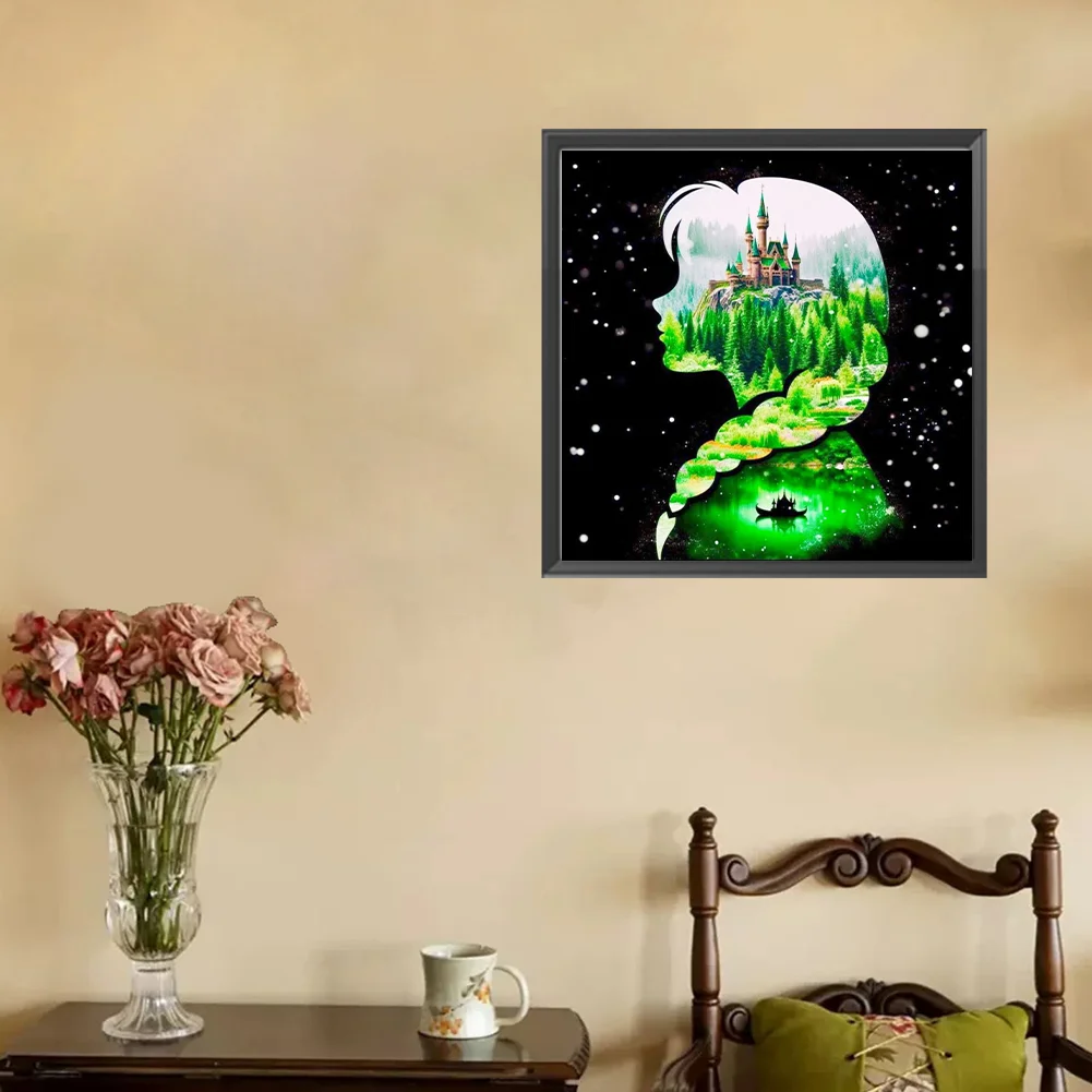 Diamond Painting - Full Square Drill - Princess Forest Silhouette(Canvas|35*35cm)