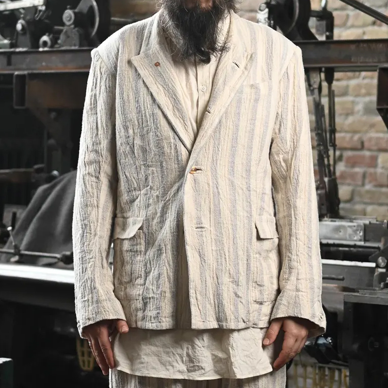 Vintage Men's Striped Washed Cotton Blazer