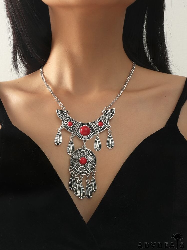 Bohemian Round Tassel Charm Necklace