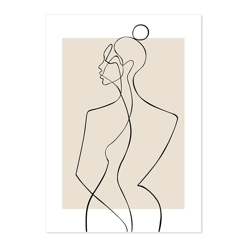Abstract Woman Body Line Beige Bohemian Poster Wall Art Canvas Painting Print Fashion Living Room Interior Home Decoration Gifts