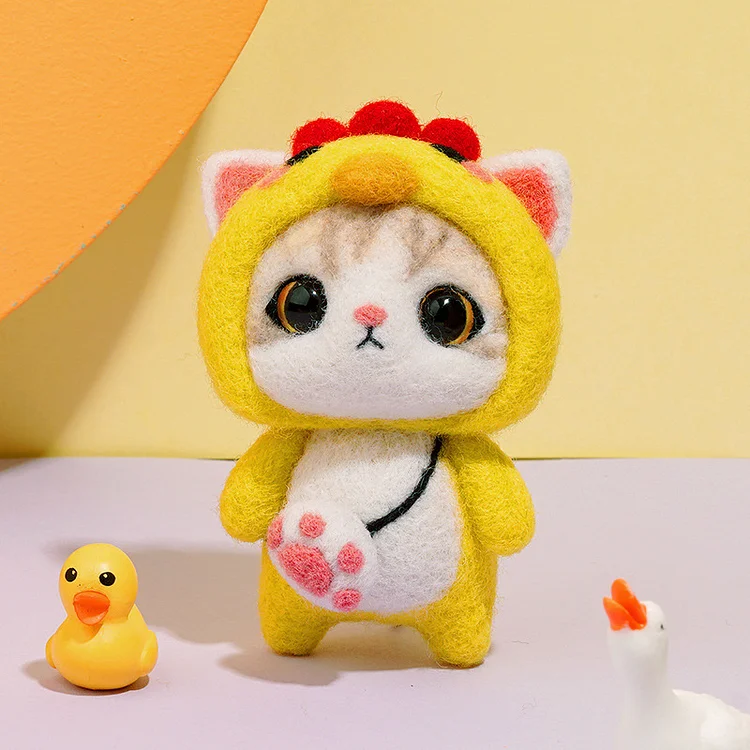 FeltingJoy - Cute Cat Needle Felting Kit - Chicken