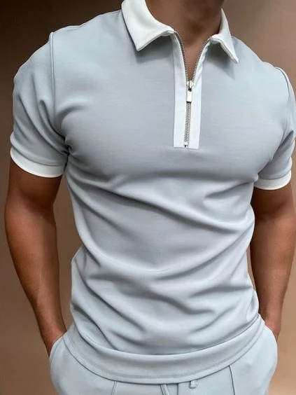 Men's Trendy And Vivacity Light Gray Polo Shirts With White Collar