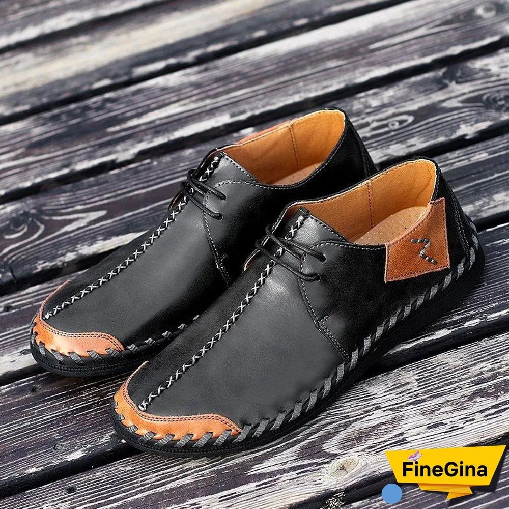 Men Casual Cow Leather Light Comfortable Split Leather Flats Shoes