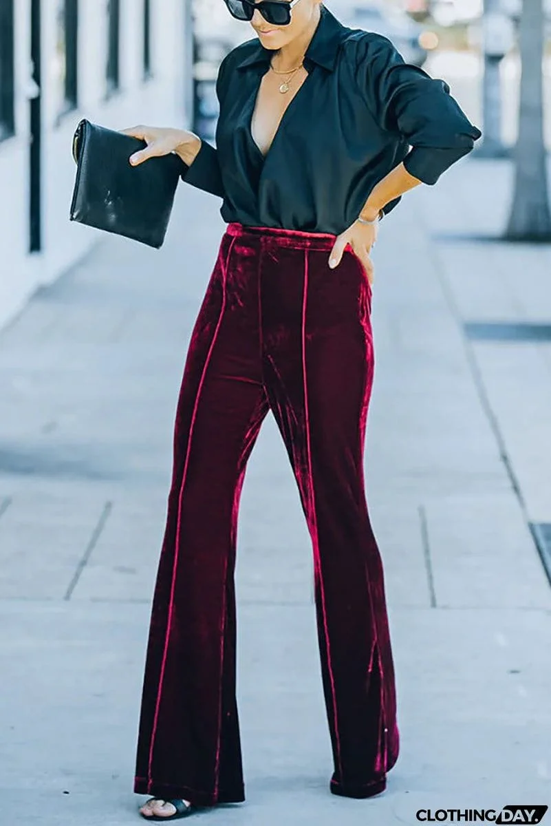 Cheerful Velvet Seam Flares Pants