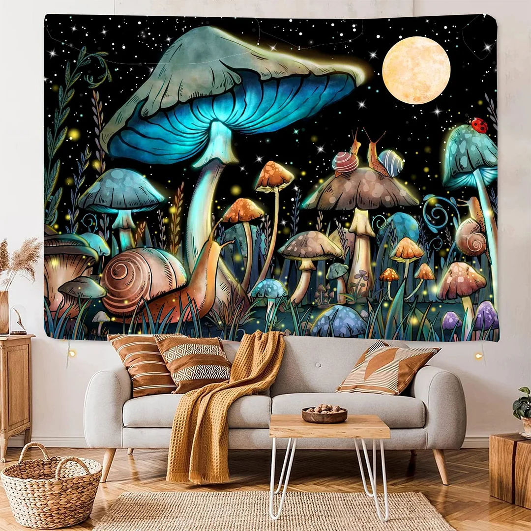 STARRY PSYCHEDELIC MUSHROOM WALL TAPESTRY