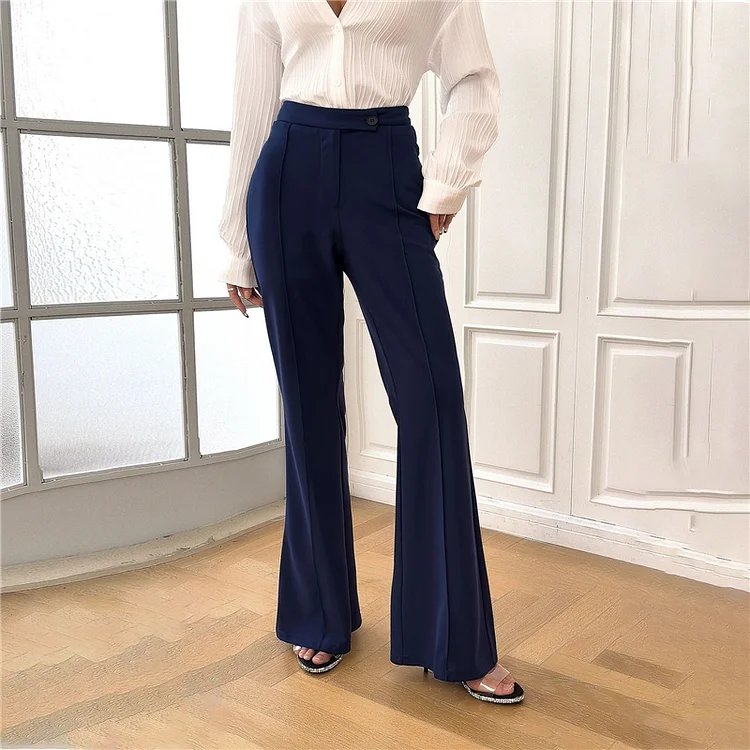 Solid Color Elegant Bell Bottom Pants