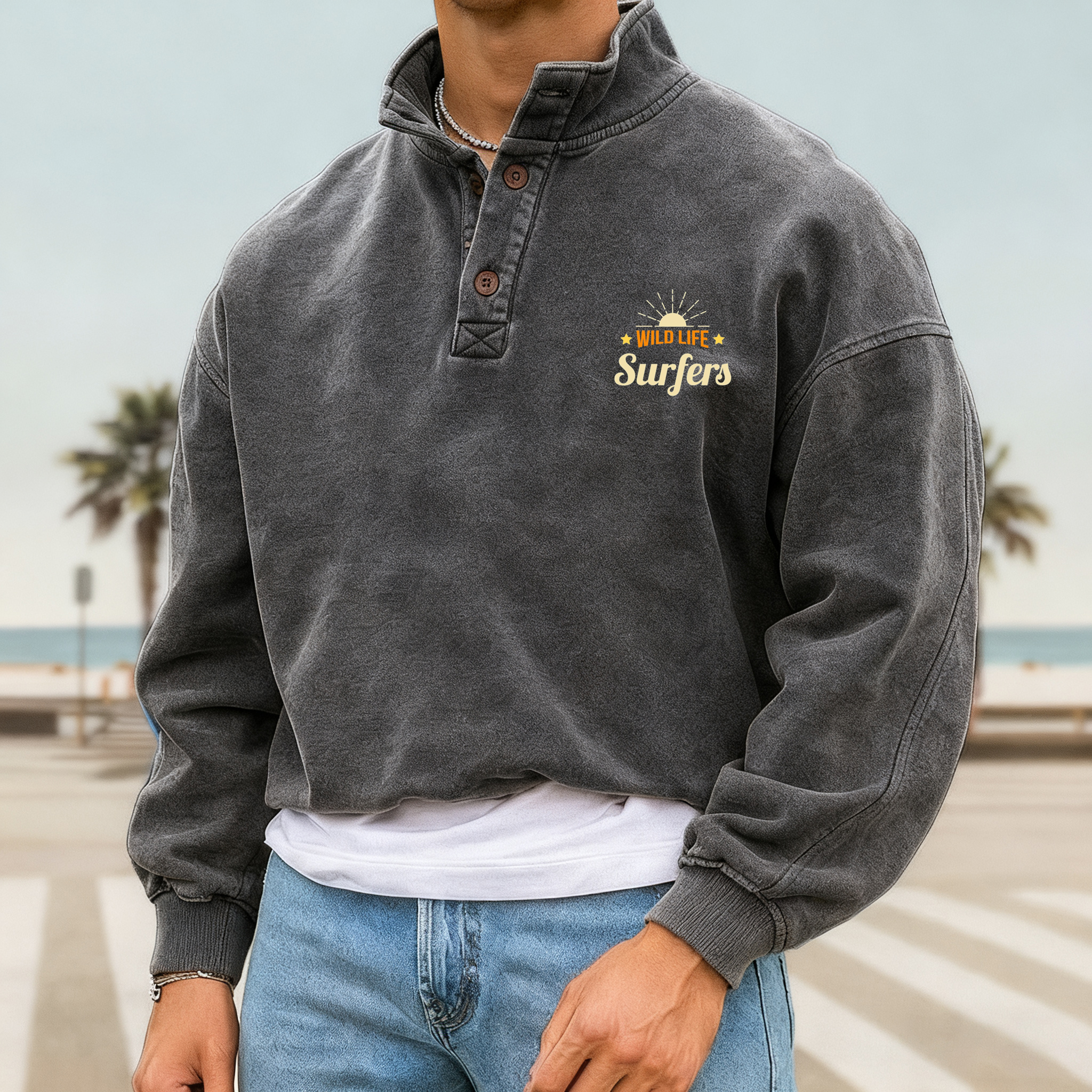 Tie-Dye Mountain Sunset Sweatshirt - Perfect for Casual Outdoors and Festivals