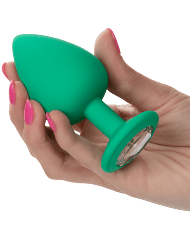 Pornhint Cheeky Gems 3 Piece Silicone Butt Plug With Gemstone Set - Green