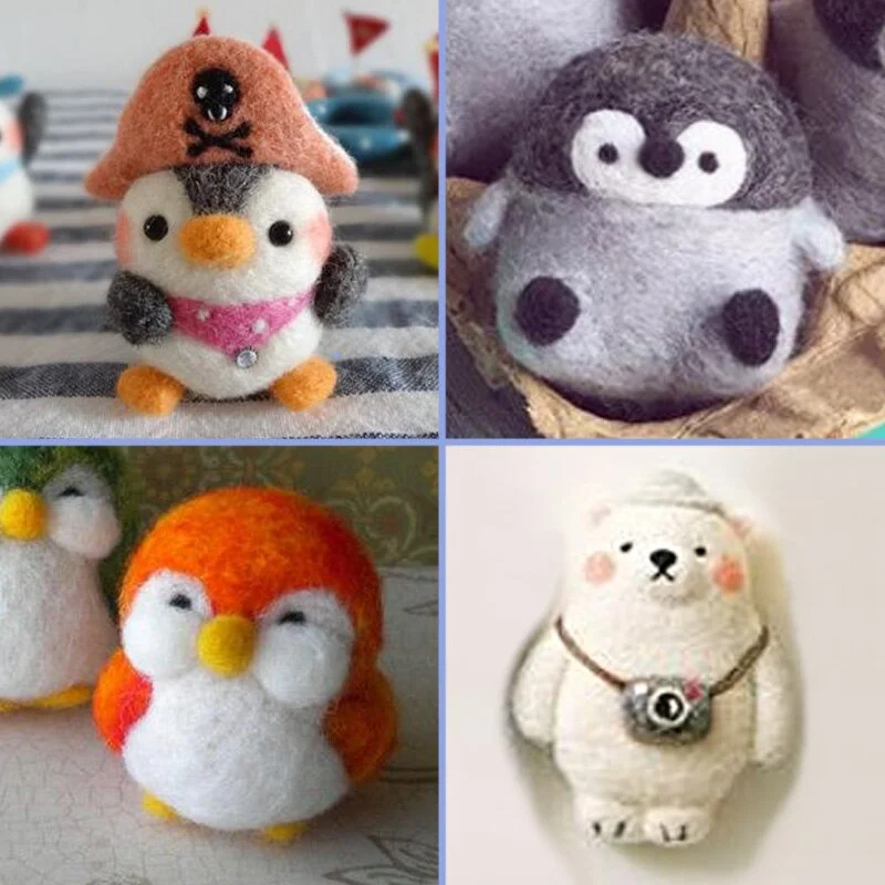 DIY Needle Wool Felting Kit Cute Animal Penguin Bear Doll BE230
