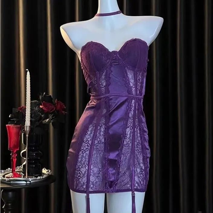 Churchf Night Vows To Tifficle Sexy Lace Lace Lilac Tidive Purple Ass Dress Girls Gather Small-Bossed Lingerie Free From Pyjamas Uniforms