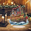 (US Local)Xmas Sailboat DIY Table Top Diamond Painting Desktop Ornaments Kit