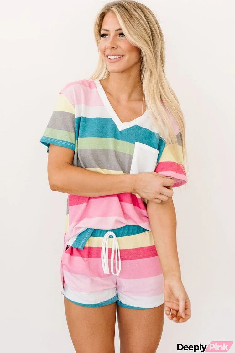 Aurora Striped Print Summer Lounge Set