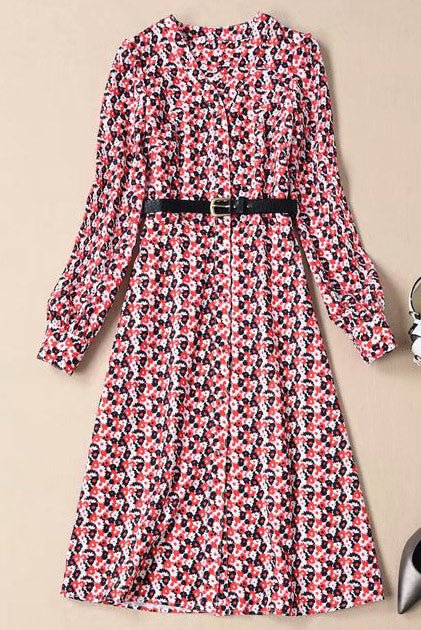 Kate Middleton Floral Print Casual Shirt Dress - Life is Beautiful for You - SheChoic