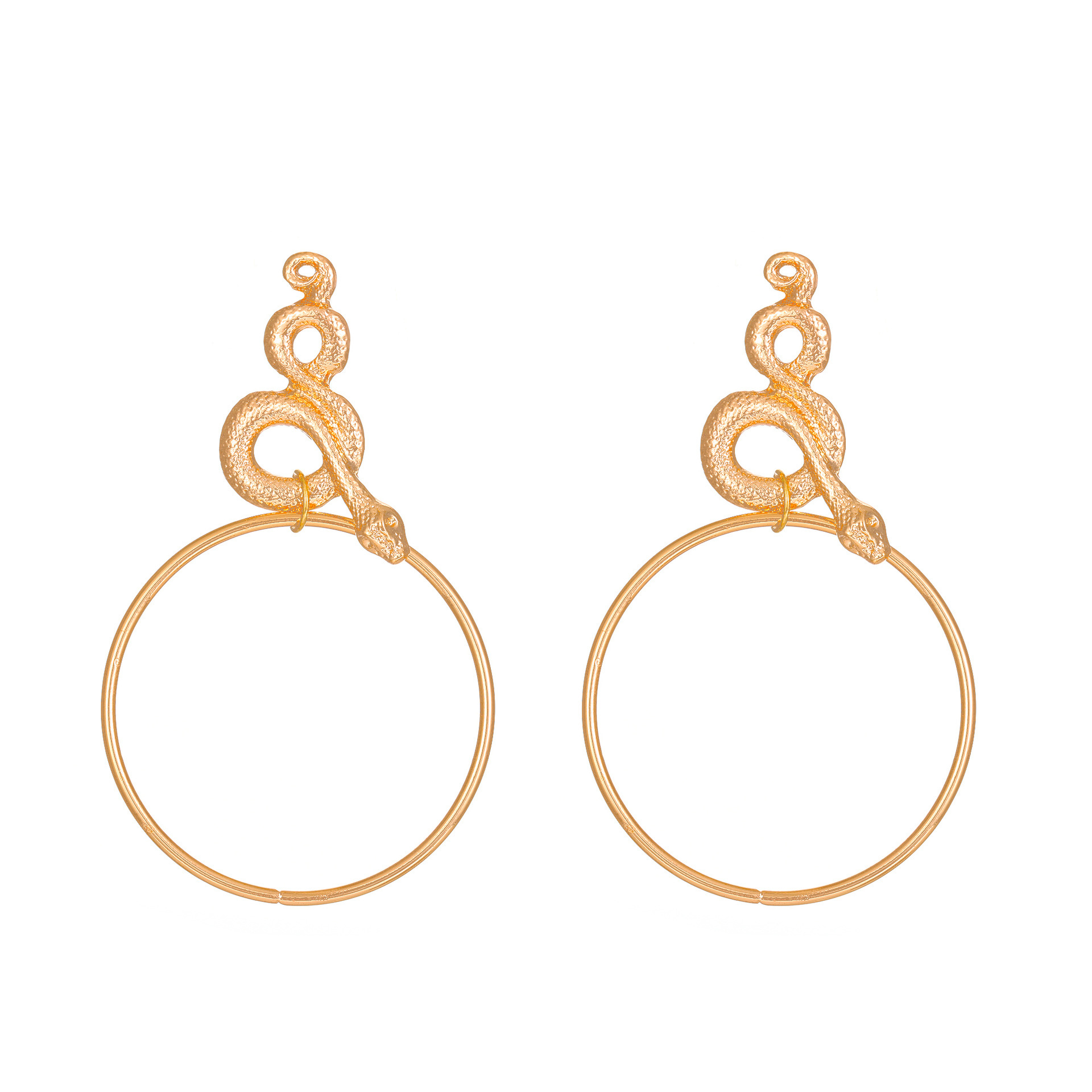 Round Snake Gold-Plated Earrings