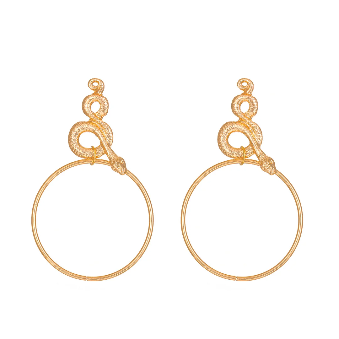 Round Snake Gold-Plated Earrings
