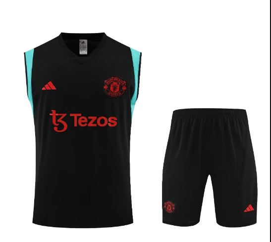 23/24 Manchester United Black Training Vest Kit Soccer Jersey