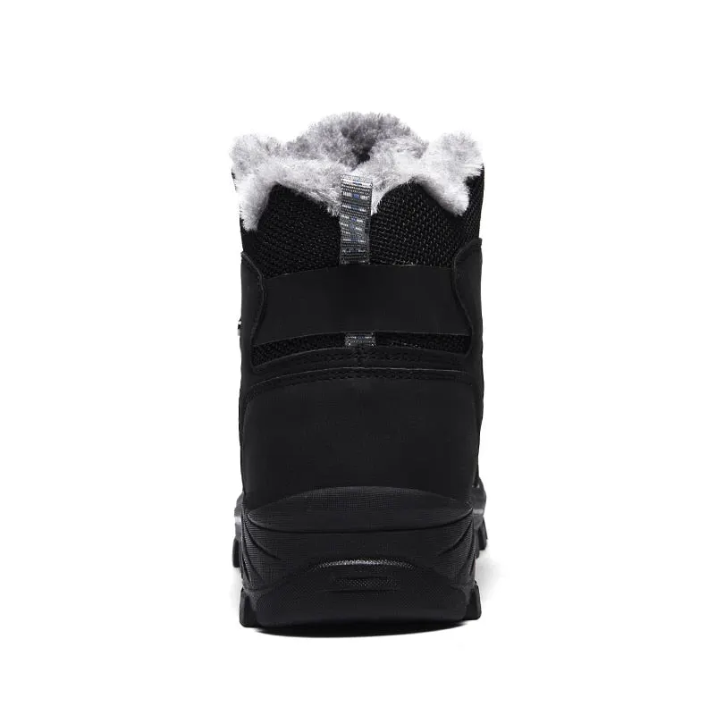 Genuine Leather Men Boots Winter with Fur 2019 Warm Snow Boots Men Winter Work Casual Shoes Military Rubber Ankle Boots JKPUDUN