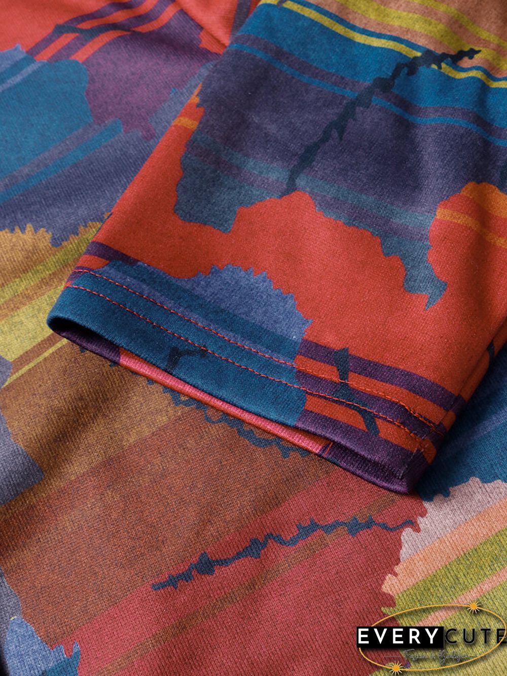 Vintage Print Long Sleeves O-neck Casual Button Coats For Women