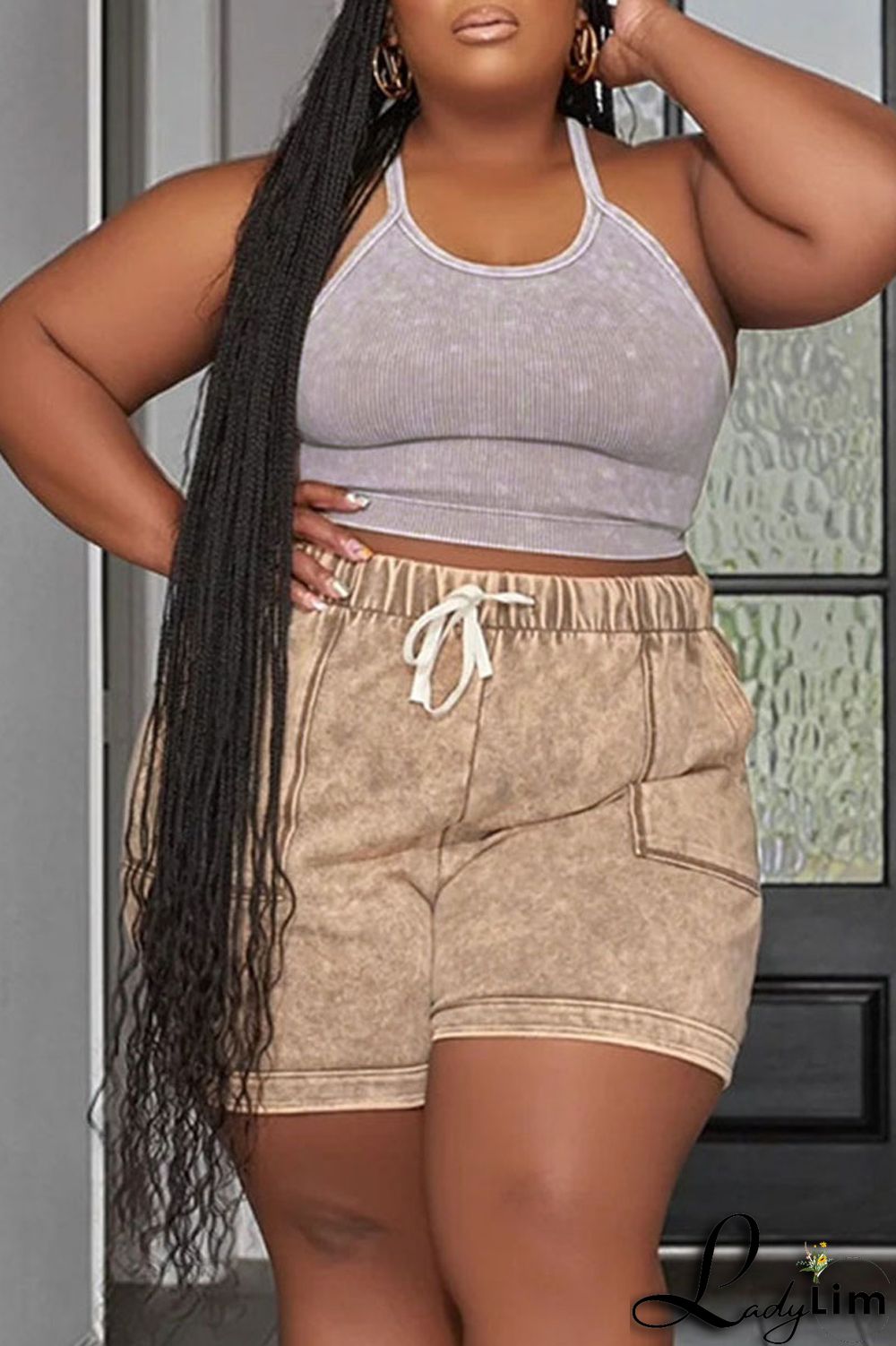 Rose Red Casual Print Patchwork Spaghetti Strap Plus Size Two Pieces