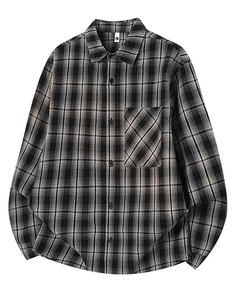 Men's Loose Fit Cotton Button Down Shirt with Classic Collar