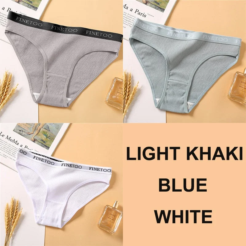 3PCS Women Cotton Underwear Panties Female Sexy Briefs Brand  Band Waist Pantys Set Solid Color Intimates Lingerie for Girl M-XL