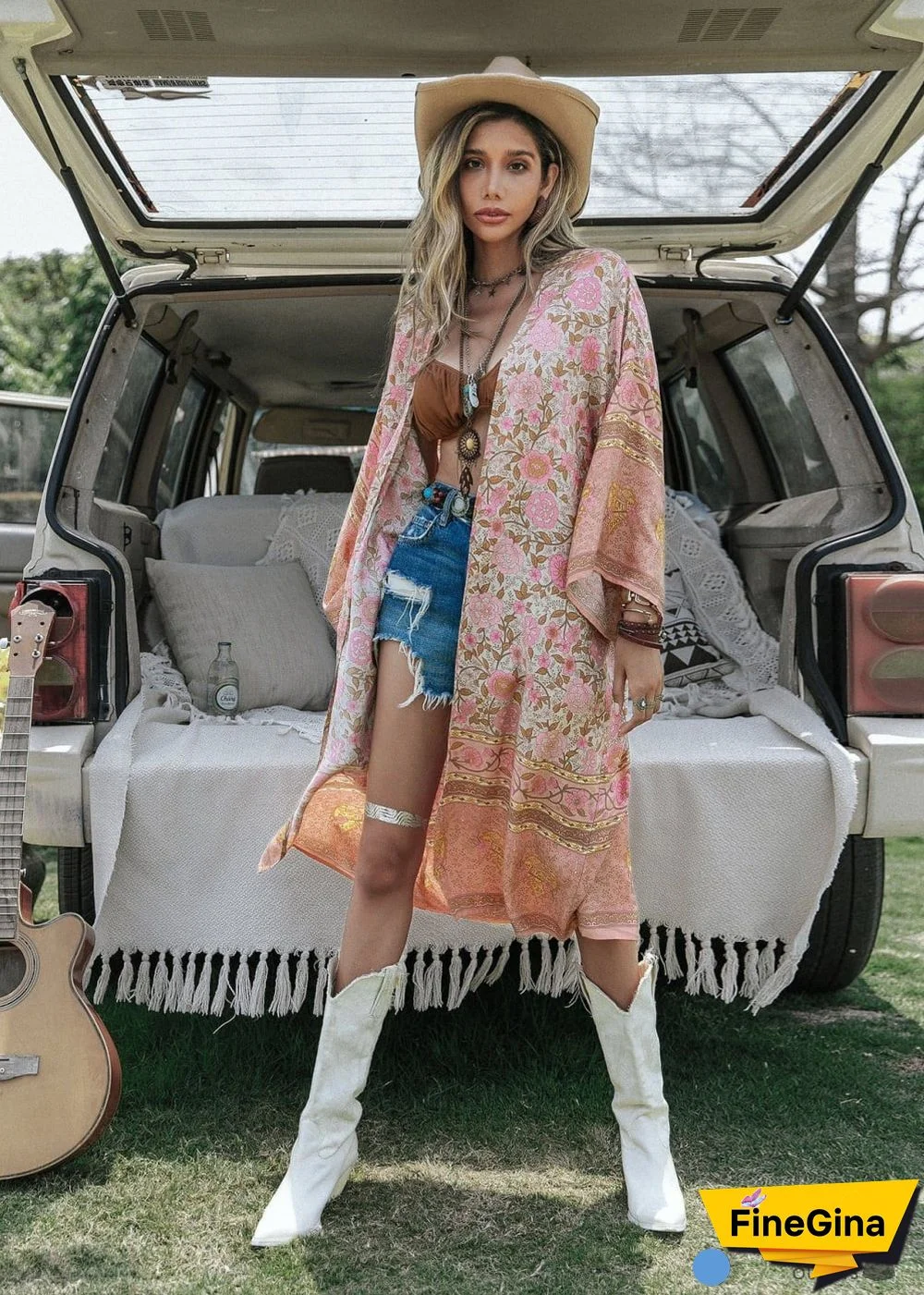 Women's Chic Meadow Boho Kimono Dress