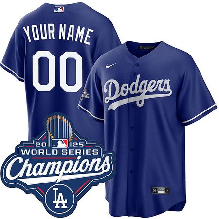 Youth Los Angeles Dodgers Custom Royal 2025 World Series Champions Home Replica Jersey