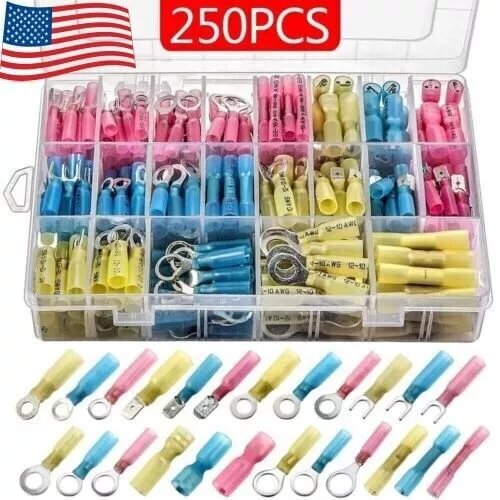pornhint Pornhint 250pcs Heat Shrink Wire Connectors Electrical 22-10 AWG Terminals Solder Seal US New