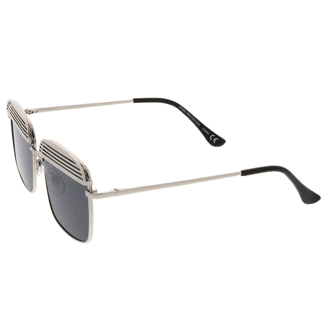Modern Ultra Slim Arms Metal Cover Super Flat Lens Square glasses 53mm
