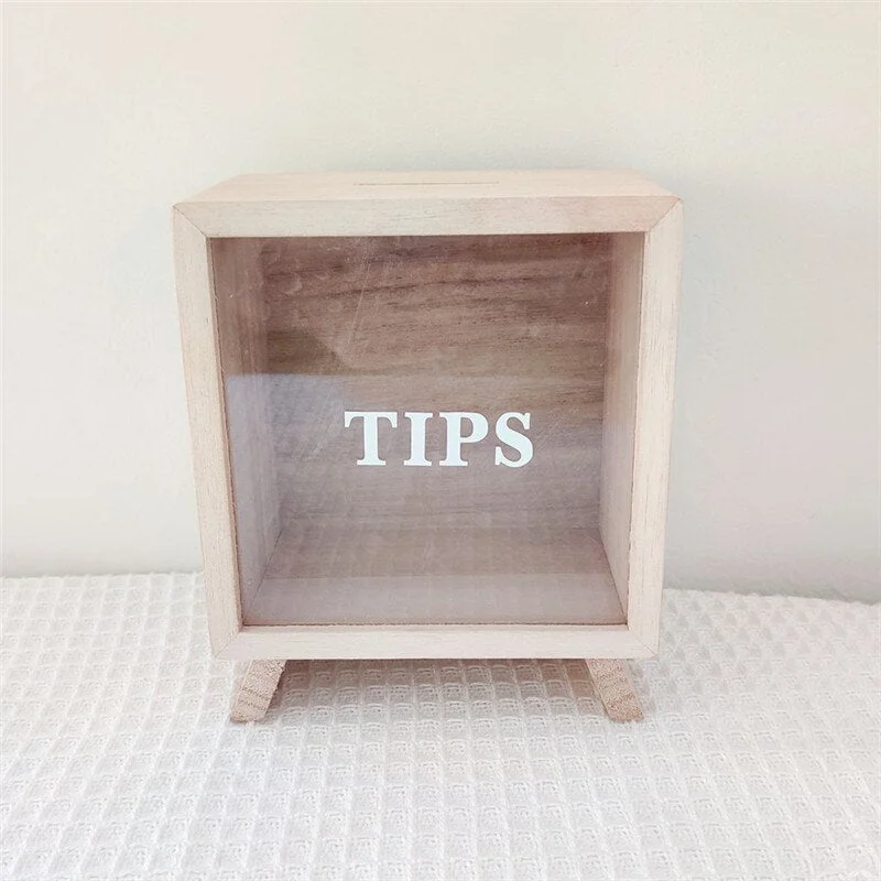 Personalized Wooden Piggy Bank Wood Money Box Desktop Ornaments Tipping Tank Kids Coin Counting Storage Tanks Saving Jar Crafts