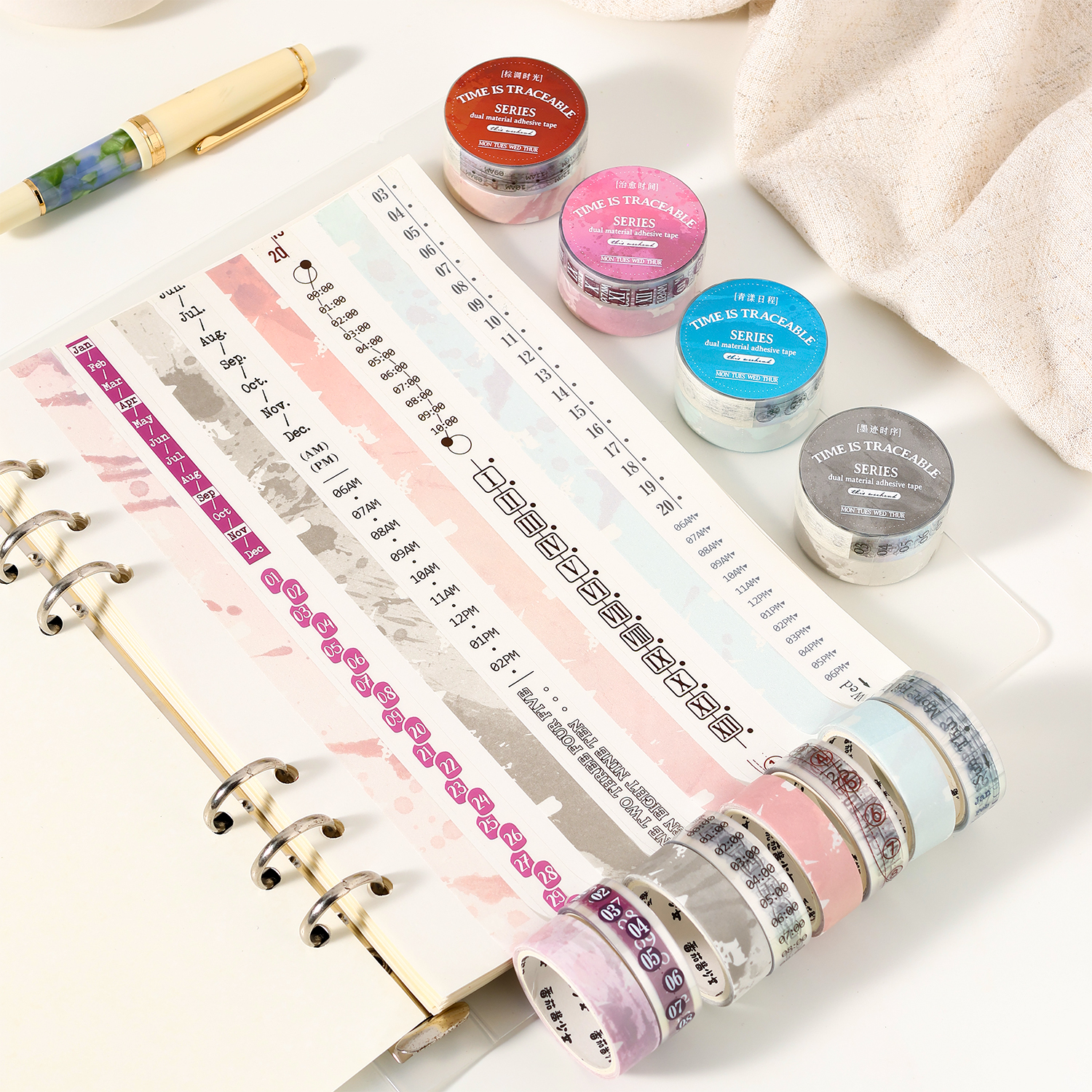 테이프 - 2롤/세트 시간 추적 가능 시리즈 빈티지 일일 지불 달력 스머지